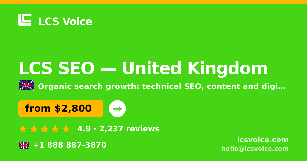 LCS SEO in Leeds — from $2,300/mo, rated 4.5/5 by 1038 clients. LCS Voice.