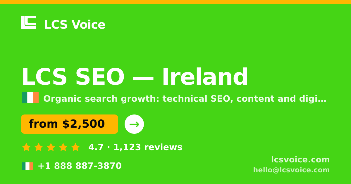 LCS SEO in Cork — from $2,500/mo, rated 5/5 by 831 clients. LCS Voice.