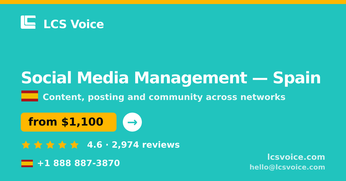 Social Media Management in Valencia — from $1,000/mo, rated 4.9/5 by 922 clients. LCS Voice.