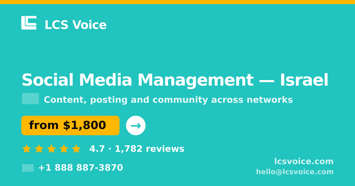 Social Media Management in Israel — from $1,800/mo, rated 4.7/5 by 1782 clients. LCS Voice.