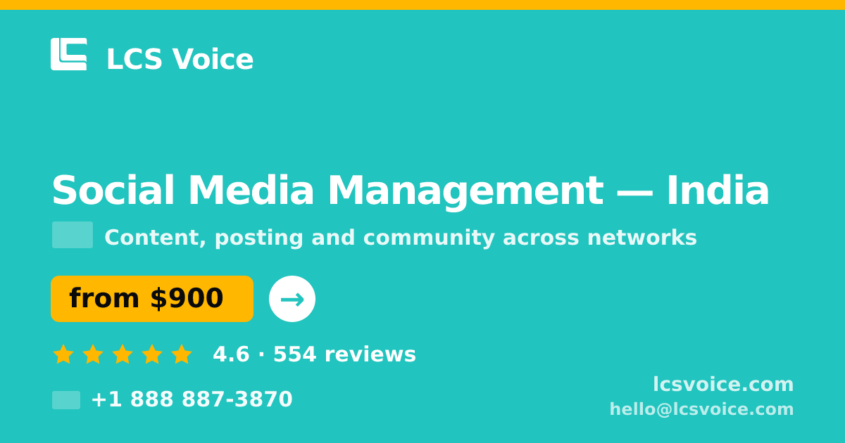 Social Media Management in India — from $900/mo, rated 4.6/5 by 554 clients. LCS Voice.