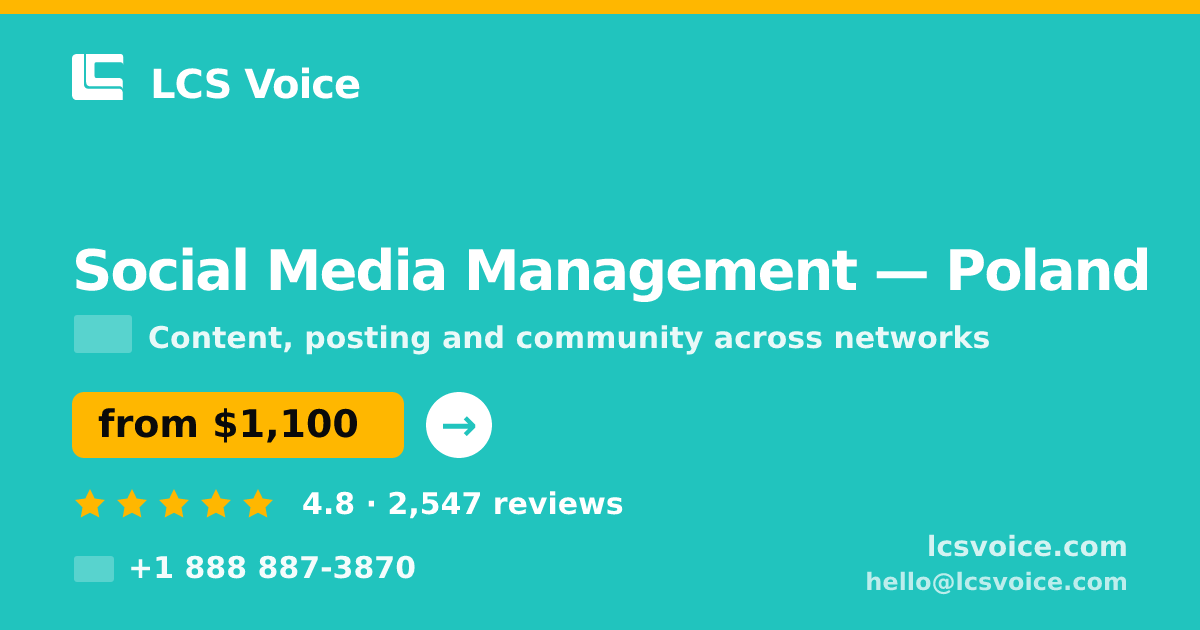 Social Media Management in Poland — from $1,100/mo, rated 4.8/5 by 2547 clients. LCS Voice.