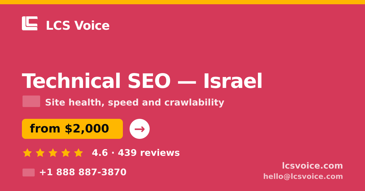 Technical SEO in Tel Aviv — from $2,100, rated 5/5 by 1205 clients. LCS Voice.