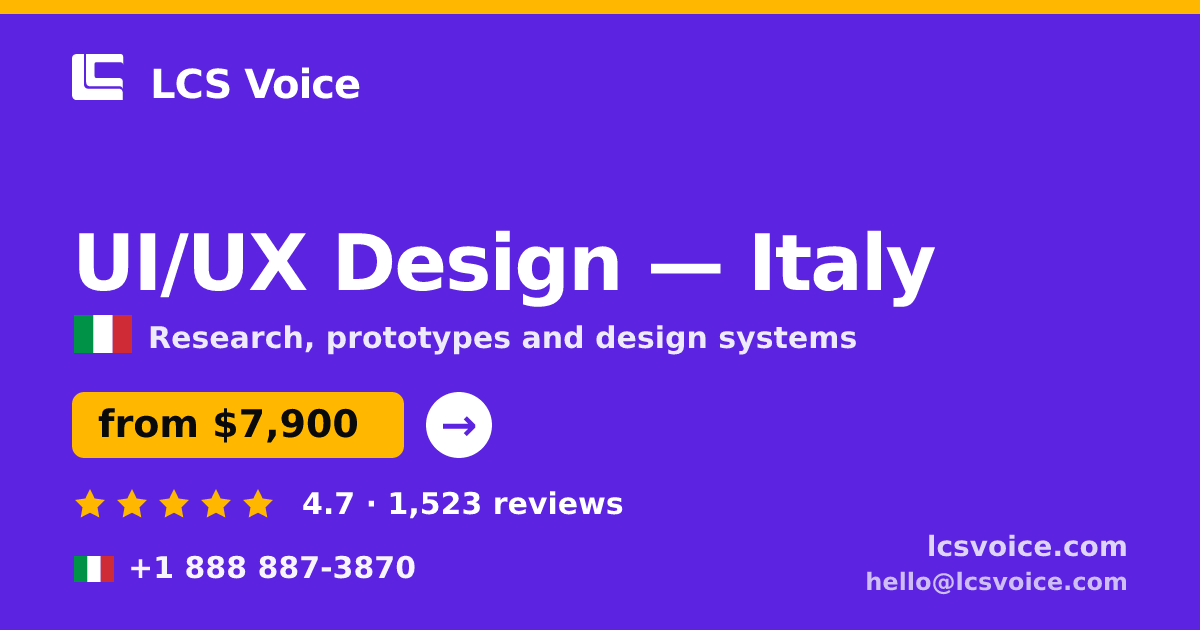 UI/UX Design in Milan — from $7,300, rated 4.7/5 by 1760 clients. LCS Voice.