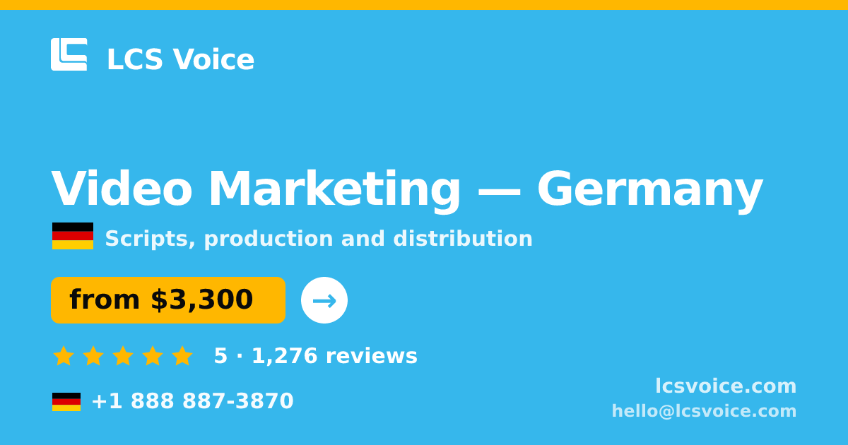 Video Marketing in Frankfurt — from $3,500, rated 4.9/5 by 1254 clients. LCS Voice.