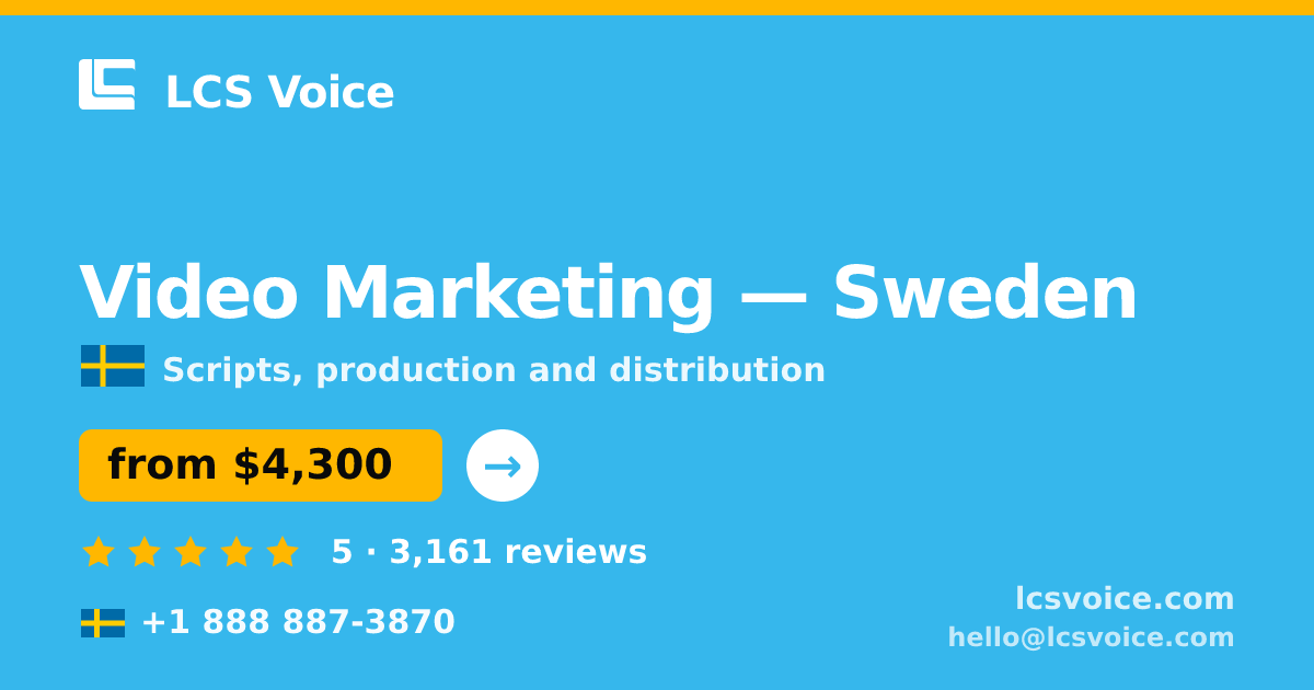 Video Marketing in Gothenburg — from $4,700, rated 5/5 by 3144 clients. LCS Voice.