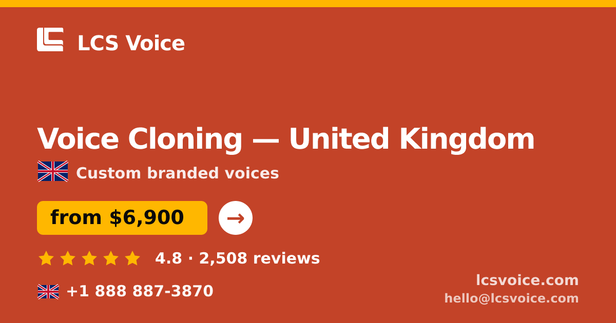Voice Cloning in Edinburgh — from $7,100, rated 5/5 by 3160 clients. LCS Voice.