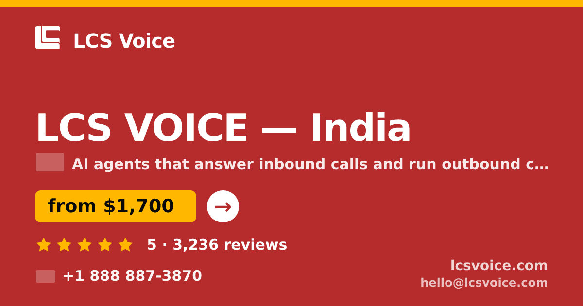 LCS VOICE in India — from $1,700/mo, rated 5/5 by 3236 clients. LCS Voice.