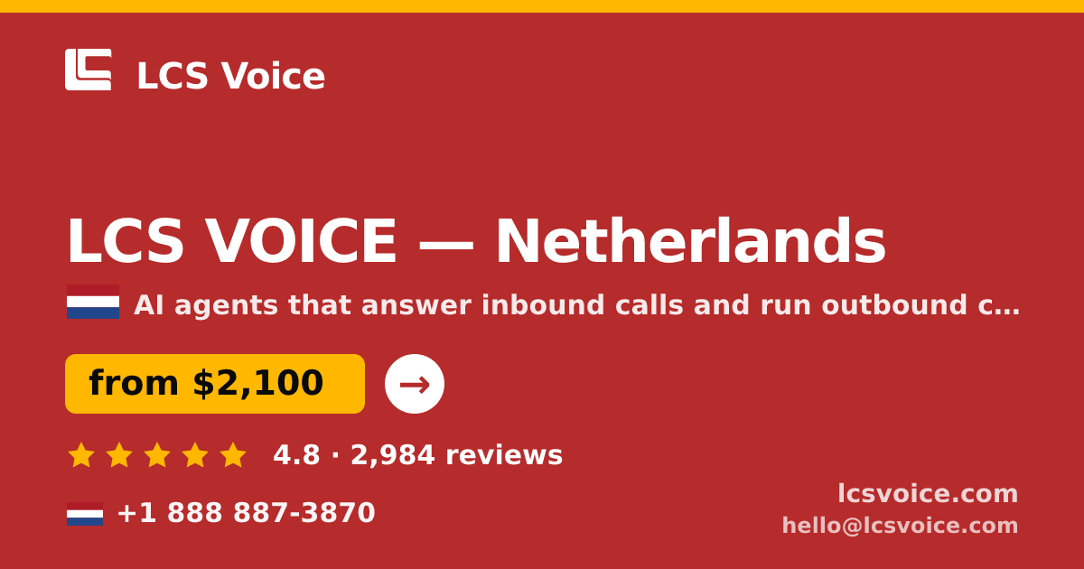 LCS VOICE in Amsterdam — from $2,700/mo, rated 4.8/5 by 643 clients. LCS Voice.
