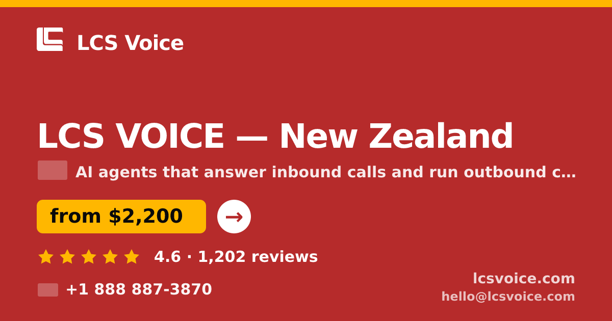 LCS VOICE in New Zealand — from $2,200/mo, rated 4.6/5 by 1202 clients. LCS Voice.