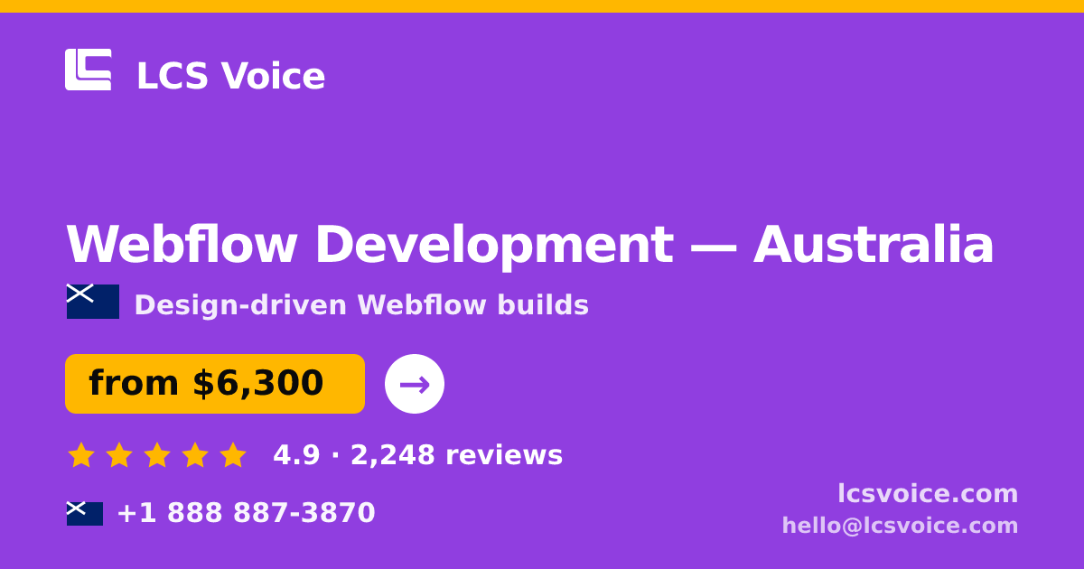 Webflow Development in Sydney — from $5,900, rated 4.8/5 by 2701 clients. LCS Voice.
