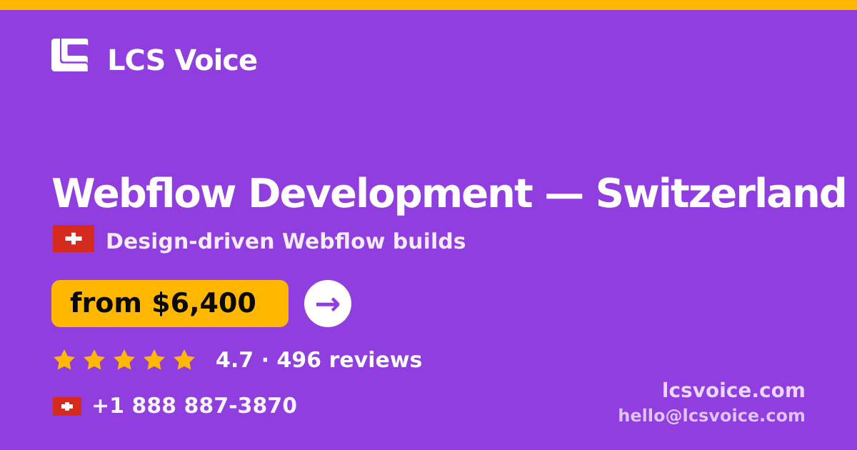 Webflow Development in Basel — from $6,500, rated 4.9/5 by 1489 clients. LCS Voice.