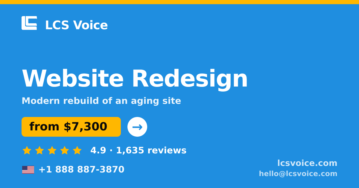 Website Redesign in the USA — from $7,300, rated 4.9/5 by 1635 clients. LCS Voice.