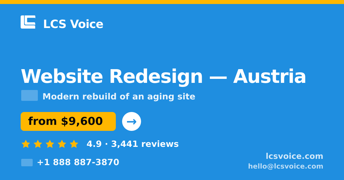 Website Redesign in Linz — from $9,600, rated 4.8/5 by 992 clients. LCS Voice.