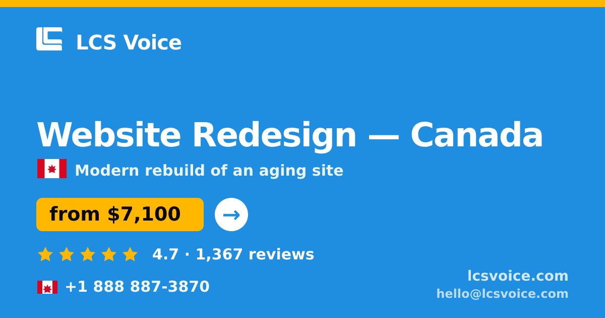 Website Redesign in Montreal — from $9,100, rated 4.8/5 by 460 clients. LCS Voice.