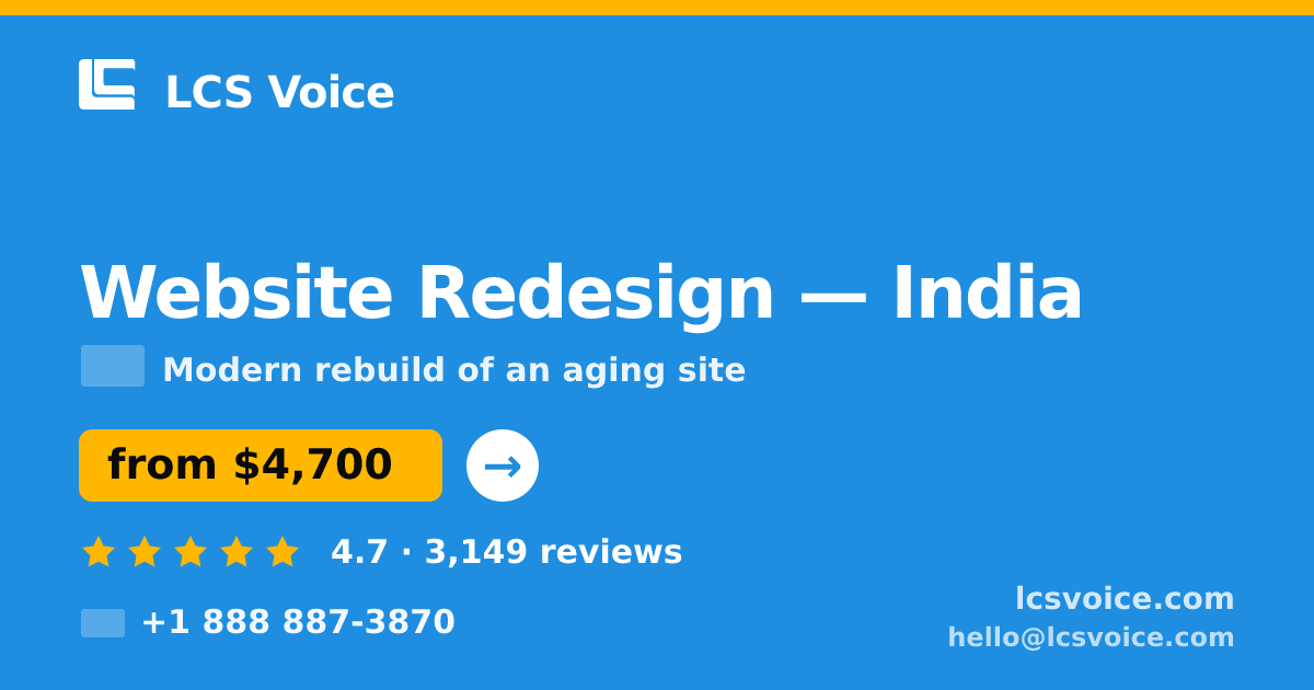 Website Redesign in Mumbai — from $3,300, rated 4.8/5 by 3172 clients. LCS Voice.