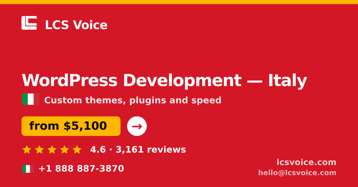 WordPress Development in Italy — from $5,100, rated 4.6/5 by 3161 clients. LCS Voice.