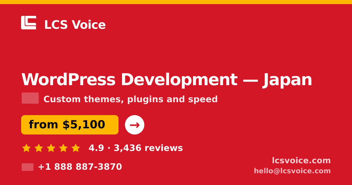 WordPress Development in Japan — from $5,100, rated 4.9/5 by 3436 clients. LCS Voice.