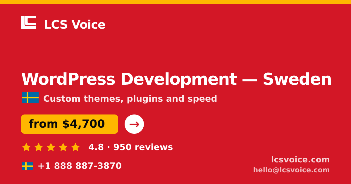 WordPress Development in Sweden — from $4,700, rated 4.8/5 by 950 clients. LCS Voice.